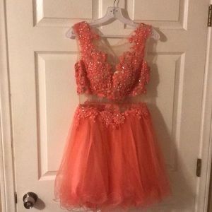 Coral prom dress.